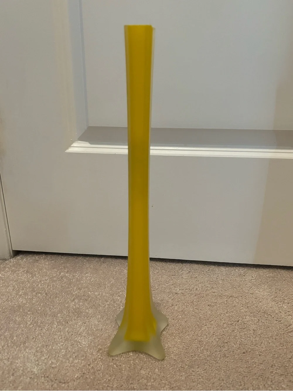 Vintage Fluted Mid Century Modern Yellow 16 Inch Eiffel Tower Vase